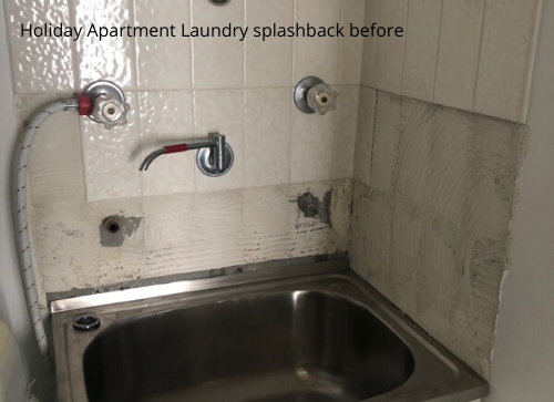 Holiday Apartment Laundry splashback before