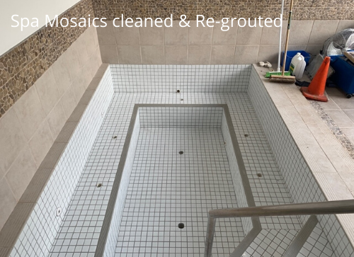 Spa Mosaic tiles re-grouted 